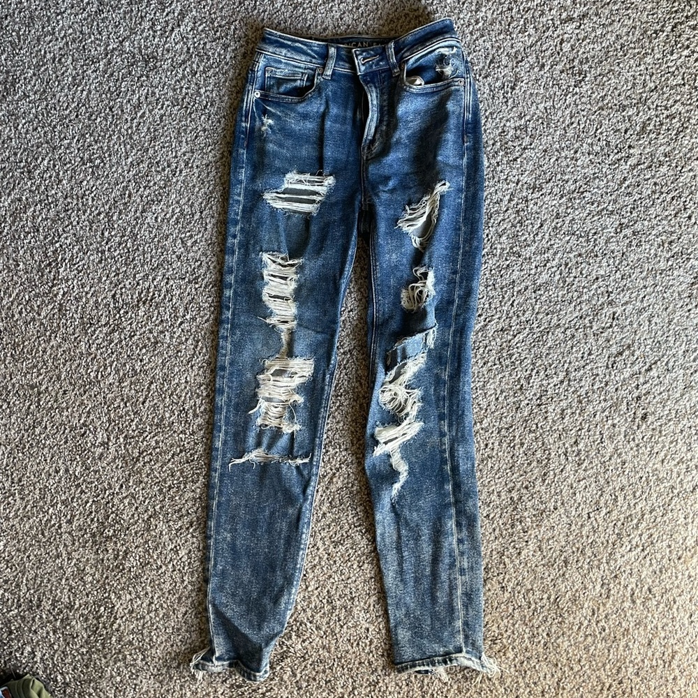 distressed mom jeans